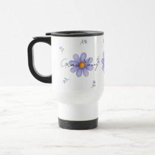 Custom Purple Daisy Name Floral Design Travel Mug