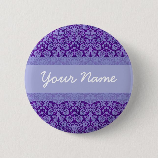 Custom Purple Damask 6 Cm Round Badge (Front)