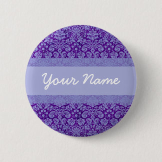 Custom Purple Damask 6 Cm Round Badge