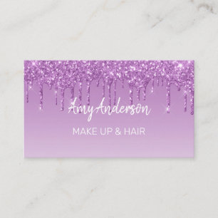 Custom Purple Dripping Glitter Business Card