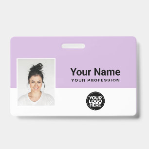 Custom Purple Employee Photo Bar Code Logo Name ID Badge