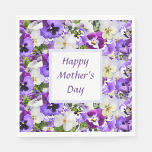 Custom Purple Floral Happy Mother's Day Napkin