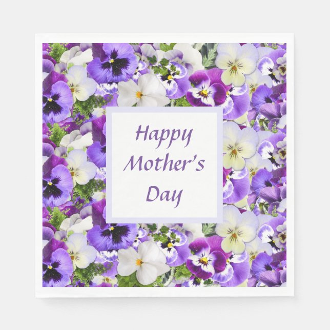 Custom Purple Floral Happy Mother's Day Napkin (Front)