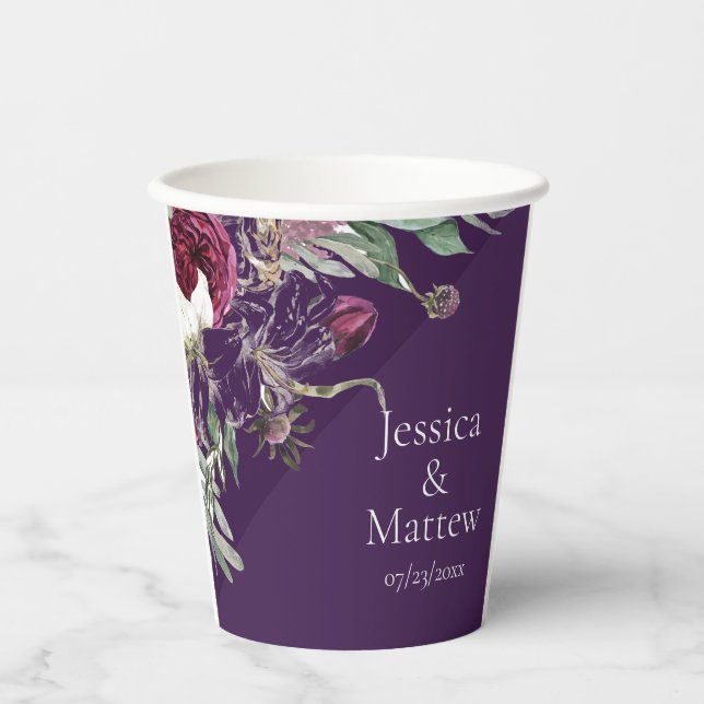 Custom Purple Flowers Paper Cup (Front)