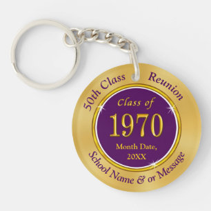 Custom Purple Gold Class of 1970, 50th Reunion Key Ring