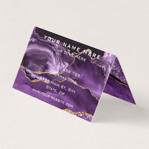 Custom Purple Gold Glitter Business Card Template