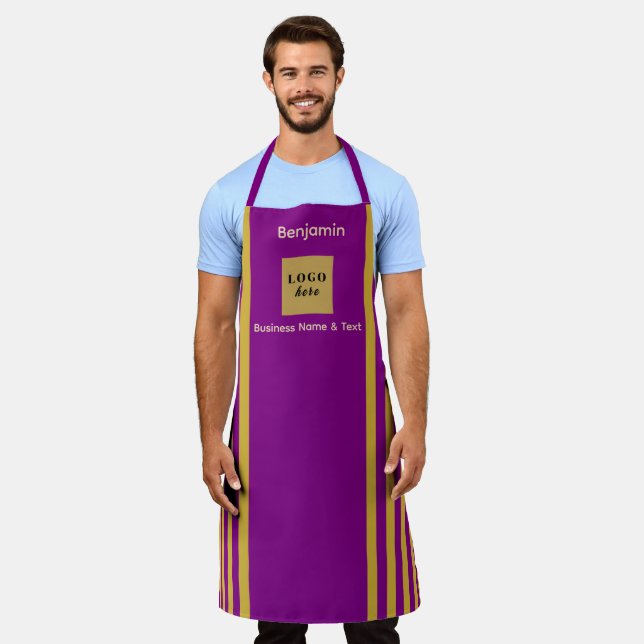 Custom Purple & Gold Stripe  Apron (Worn)