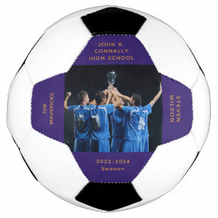 Custom Purple High School Senior Photo Graduation Football