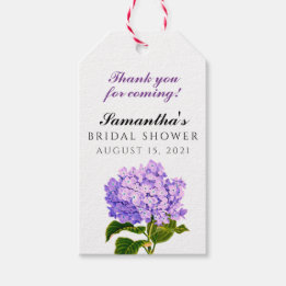 Custom Purple Hydrangea Kraft Bridal Shower Gift Tags