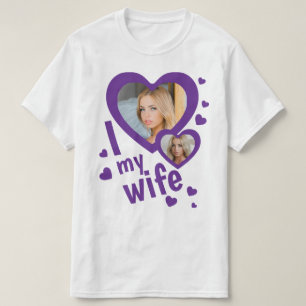 Custom purple I love my Wife mens t shirts