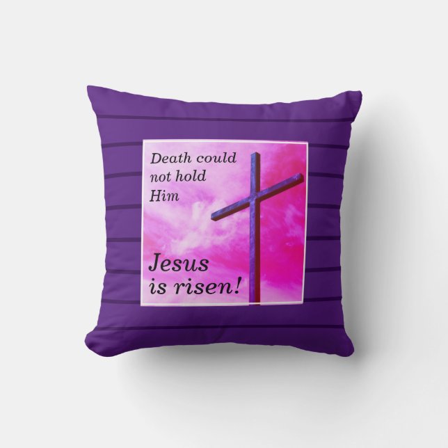 Custom Purple JESUS IS RISEN Easter Cushion (Front)