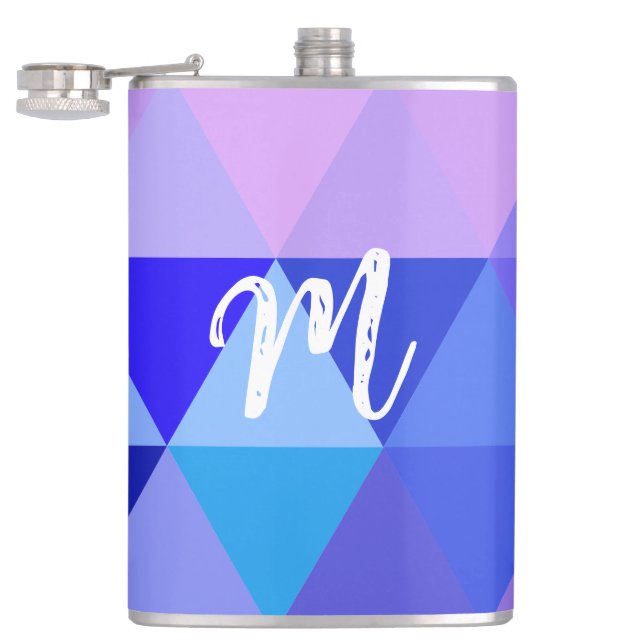 Custom Purple Kaleidoscope Triangle Shape Hip Flask (Opened)