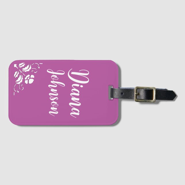 Custom Purple Laggage Tag Simple Chic Trendy (Front Horizontal)