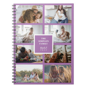 Custom Purple Lavender INSTA Family Photo Collage Notebook