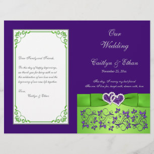 Custom Purple, Lime, Grey Wedding Program