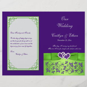 Custom Purple, Lime, Grey Wedding Program 2
