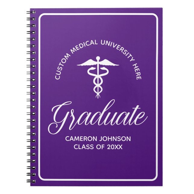 Custom Purple Medical School Graduation Keepsake Notebook (Front)