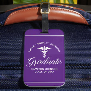 Custom Purple Medical School Graduation Luggage Tag