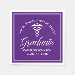 Custom Purple Medical School Graduation Party Napkin
