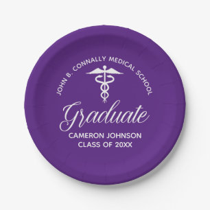 Custom Purple Medical School Graduation Party Paper Plate