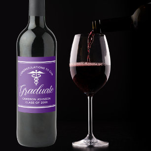 Custom Purple Medical School Graduation Party Wine Label