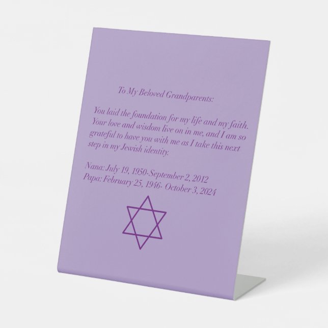 Custom Purple Memorial  Pedestal Sign (Front)