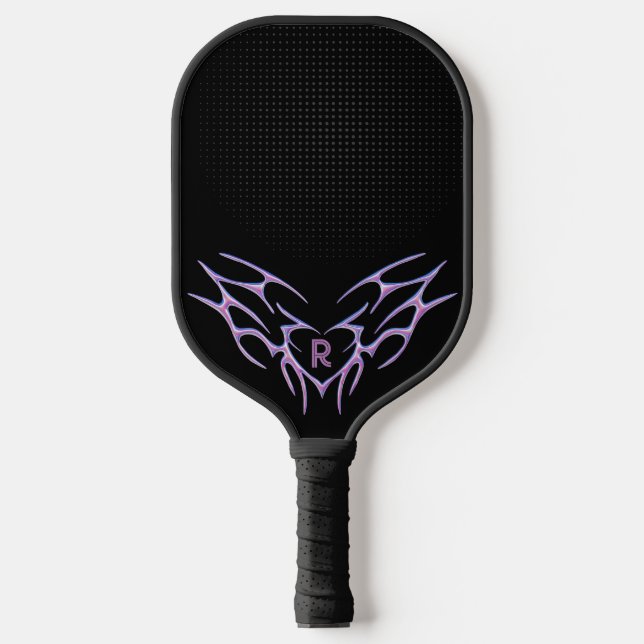 Custom Purple Metallic Tribal Design Personalised Pickleball Paddle (Front)