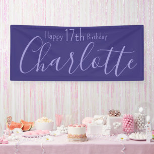 Custom Purple Modern Chic Happy 17th Birthday Banner