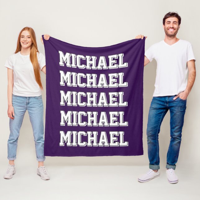 Custom Purple Name Fleece Blanket (In Situ)