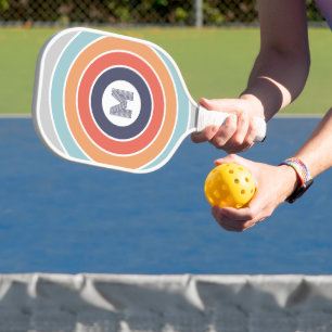 Custom Purple Orange Turquoise Blue White Stripes Pickleball Paddle
