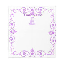 Custom Purple Otter Filigree Name Notepad