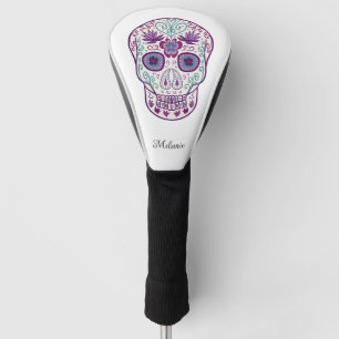 Custom Purple pastel goth Sugar Skull Golf Head Cover