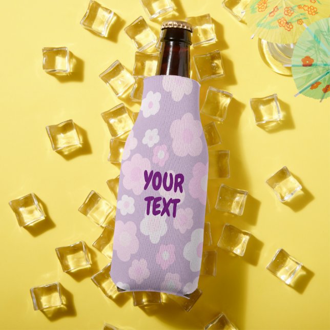 CUSTOM Purple Pink Daisies Cute Colourful Floral Bottle Cooler (In Situ Summer)