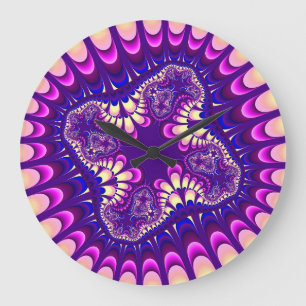 Custom Purple Pink Flower Large Wall Clock