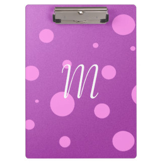 Custom Purple Polka Dot Initial Clipboard
