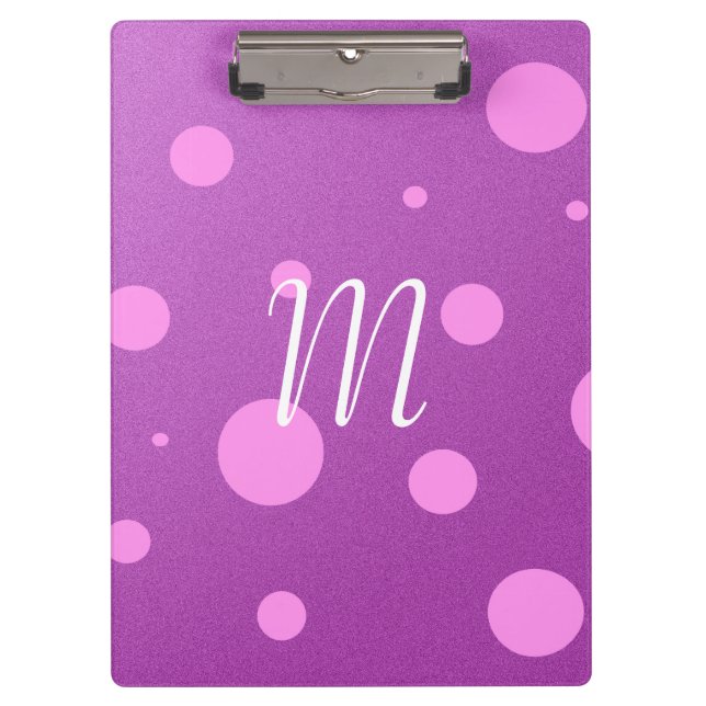 Custom Purple Polka Dot Initial Clipboard (Front)