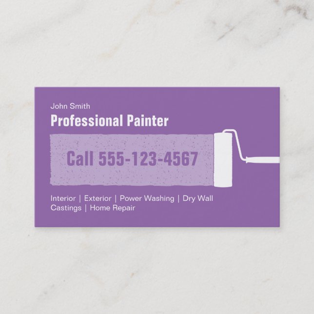 Custom Purple Professional Home Painting Business Card (Front)