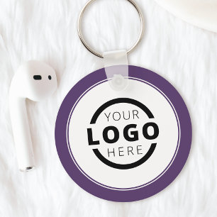 Custom Purple Promotional Business Logo Branded Key Ring
