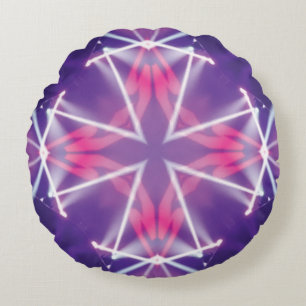 Custom Purple Red Designed Round Pillow