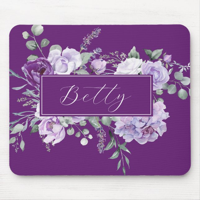 Custom Purple Roses Mouse Mat (Front)