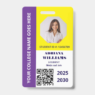 Custom Purple  School College University Student  ID Badge