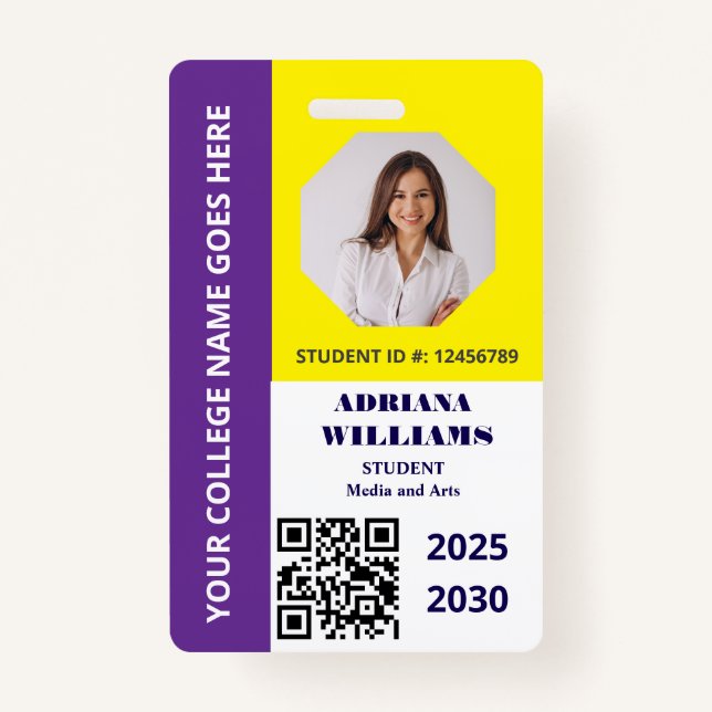 Custom Purple  School College University Student  ID Badge (Front)