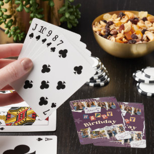 Custom Purple Scrapbook Birthday Photo Collage Playing Cards