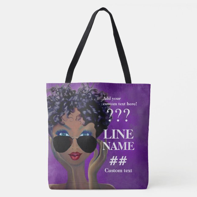 Custom Purple Sorority Black Art Tote Bag (Front)