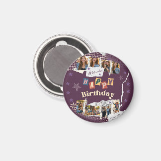 Custom Purple Teen Girl Birthday Photo Collage  Magnet