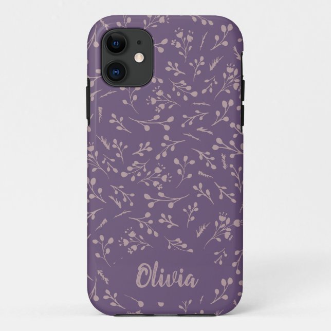 Custom Purple Tulip Leaf Feather Two Colour Patter Case-Mate iPhone Case (Back)