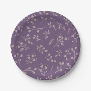 Custom Purple Tulip Leaf Feather Two Colour Patter Paper Plate