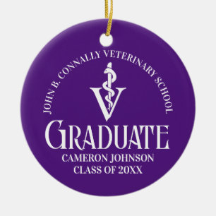 Custom Purple Veterinary School Graduate Christmas Ceramic Tree Decoration