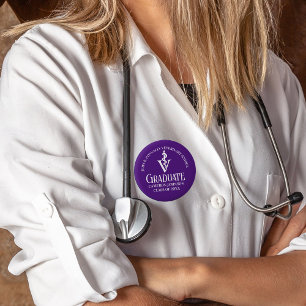 Custom Purple Veterinary School Graduation 6 Cm Round Badge