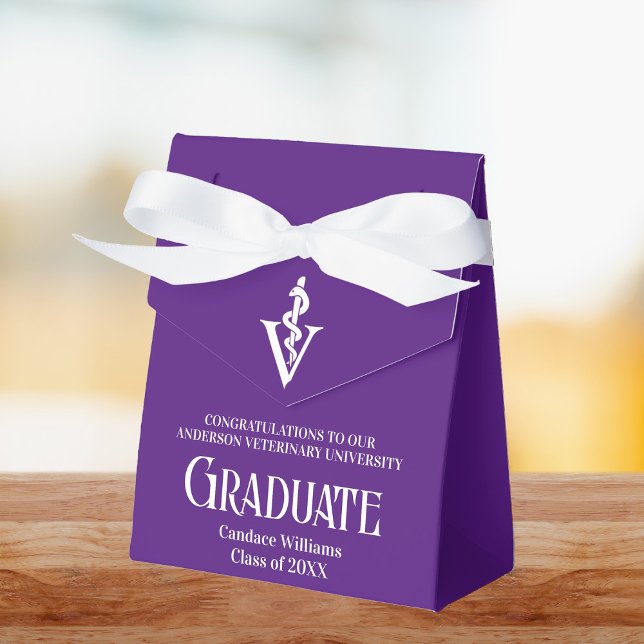 Custom Purple Veterinary School Graduation Party Favour Box (Creator Uploaded)